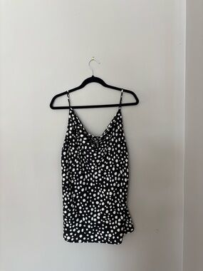 LA MIEL Black & White Polka Dot Cowl Neck Camisole